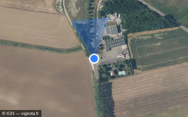 Vue satellite de l'emplacement du radar tourelle à Pontigny