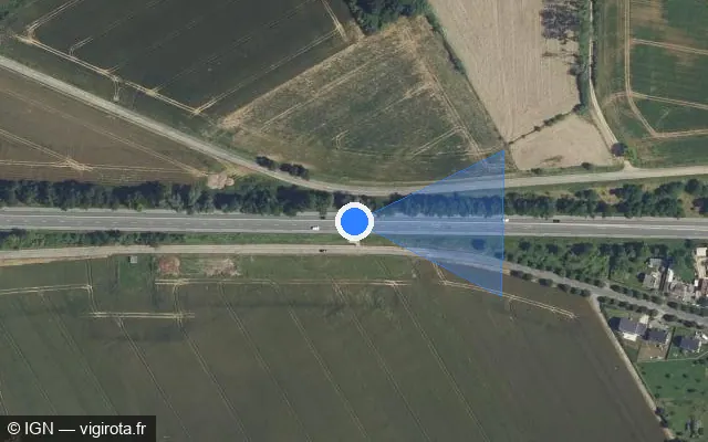Vue satellite de l'emplacement du radar tourelle à Moyvillers
