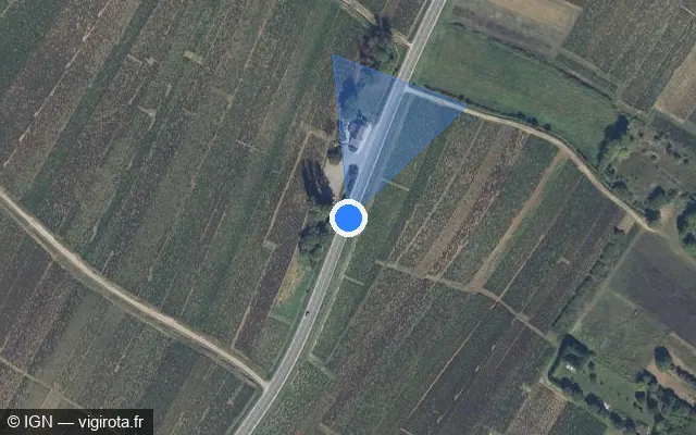 Vue satellite de l'emplacement du radar tourelle à Volnay