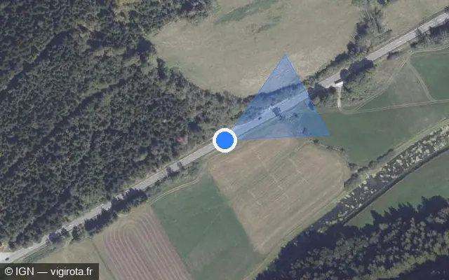 Vue satellite de l'emplacement du radar tourelle à Les Fins