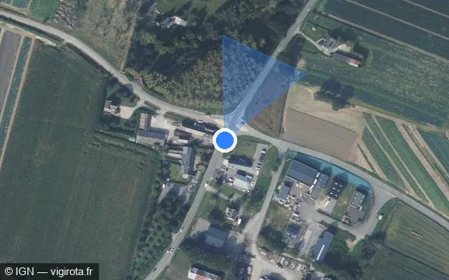 Vue satellite de l'emplacement du radar tourelle à Saint-Père-Marc-en-Poulet