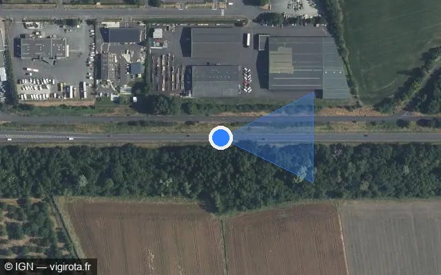 Vue satellite de l'emplacement du radar tourelle à La Ville-aux-Dames