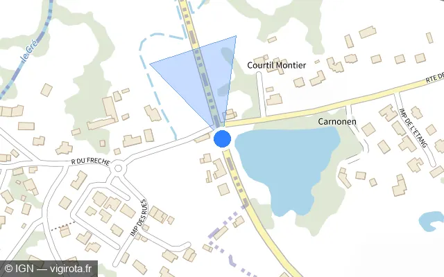 Vue plan de l'emplacement du radar tourelle à Pommeret