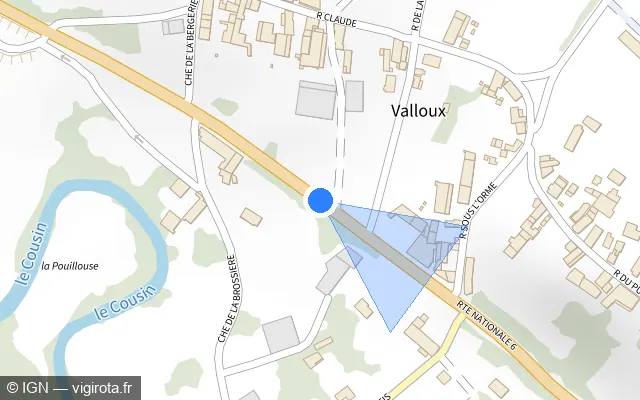 Vue plan de l'emplacement du radar tourelle à Vault-de-Lugny
