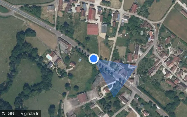 Vue satellite de l'emplacement du radar tourelle à Vault-de-Lugny