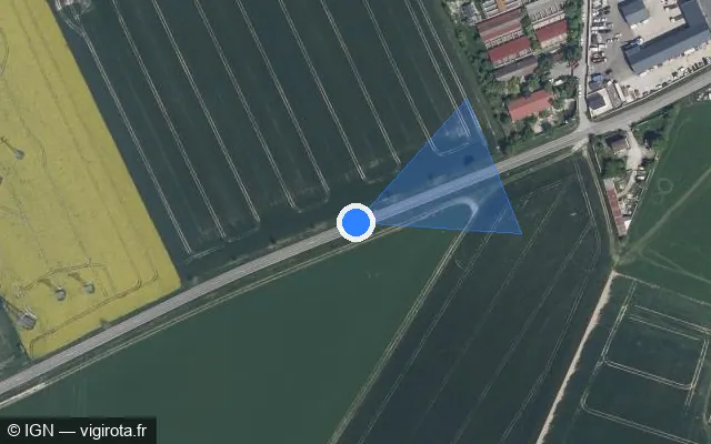 Vue satellite de l'emplacement du radar tourelle à Ormes