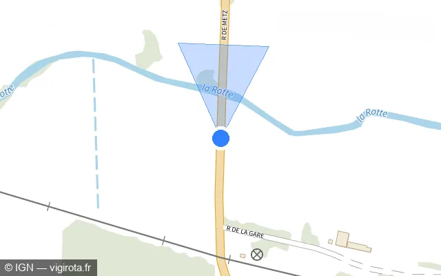 Vue plan de l'emplacement du radar tourelle à Brulange