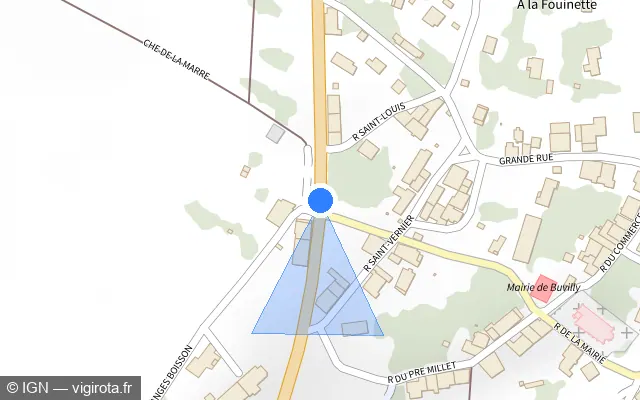 Vue plan de l'emplacement du radar tourelle à Buvilly