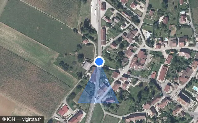 Vue satellite de l'emplacement du radar tourelle à Buvilly