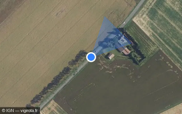 Vue satellite de l'emplacement du radar tourelle à Guignecourt