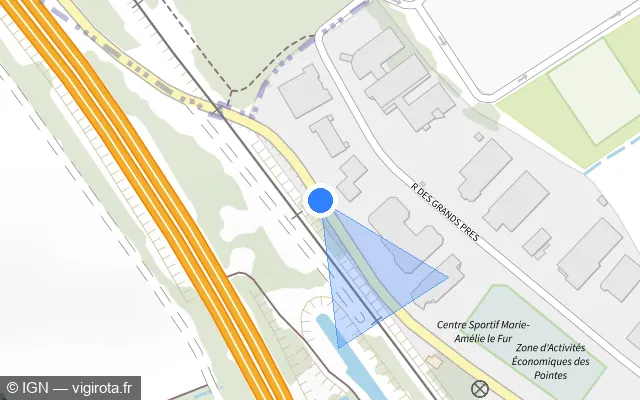 Vue plan de l'emplacement du radar tourelle à Chambly