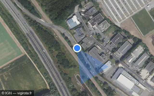 Vue satellite de l'emplacement du radar tourelle à Chambly