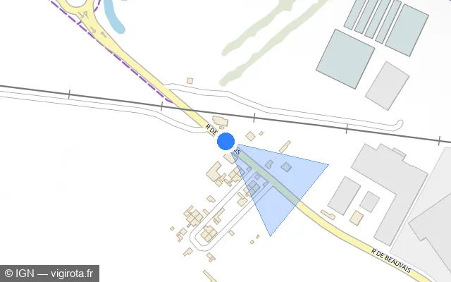 Vue plan de l'emplacement du radar tourelle à Montreuil-sur-Thérain