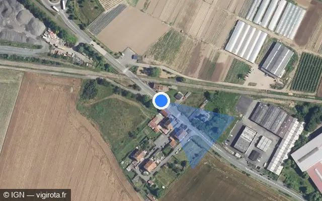 Vue satellite de l'emplacement du radar tourelle à Montreuil-sur-Thérain