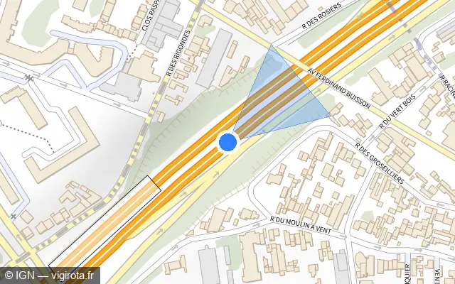 Vue plan de l'emplacement du radar tourelle à Bagnolet