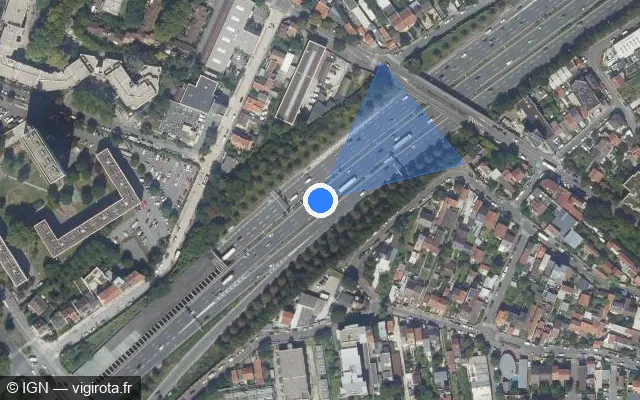 Vue satellite de l'emplacement du radar tourelle à Bagnolet