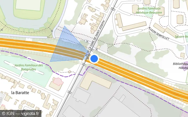 Vue plan de l'emplacement du radar tourelle à Nantes