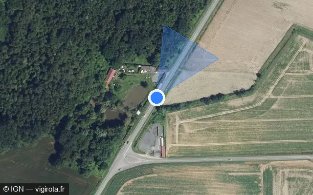 Vue satellite de l'emplacement du radar tourelle à Chiry-Ourscamp