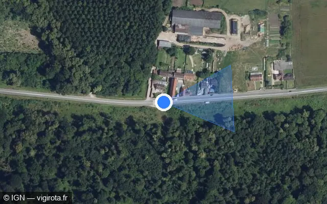 Vue satellite de l'emplacement du radar tourelle à Beaurepaire