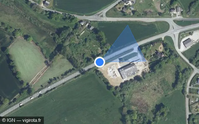 Vue satellite de l'emplacement du radar tourelle à Saint-Nicolas-du-Pélem