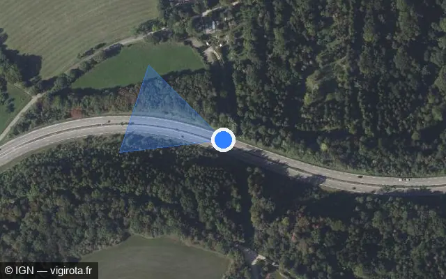 Vue satellite de l'emplacement du radar tourelle à Mamirolle