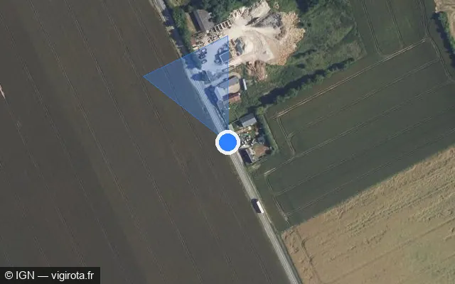 Vue satellite de l'emplacement du radar tourelle à Milly-sur-Thérain
