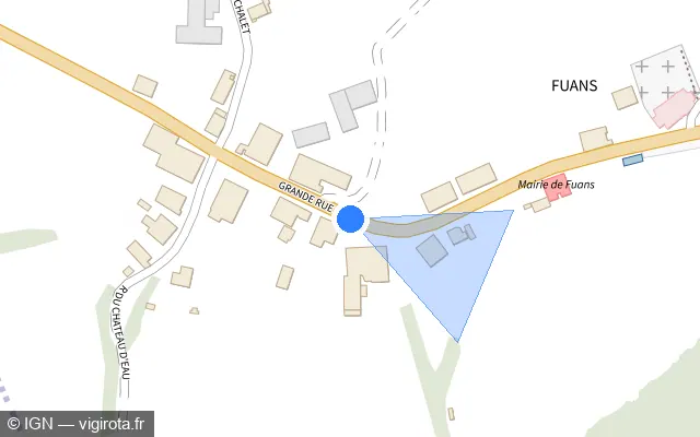 Vue plan de l'emplacement du radar tourelle à Fuans