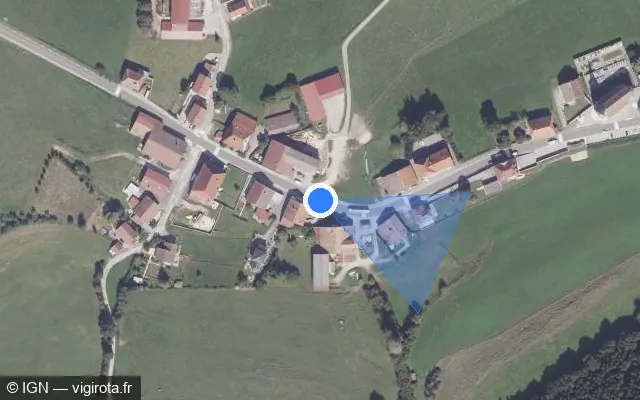 Vue satellite de l'emplacement du radar tourelle à Fuans