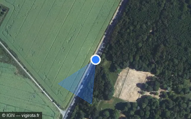 Vue satellite de l'emplacement du radar tourelle à Flacey