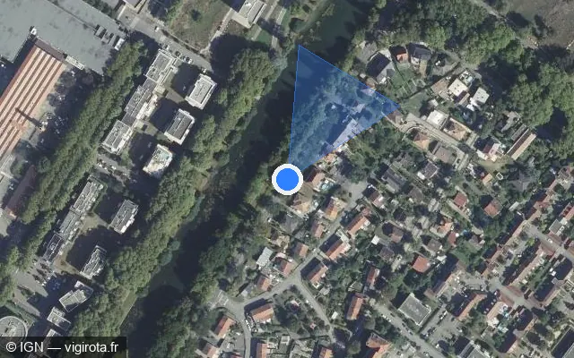 Vue satellite de l'emplacement du radar tourelle à Mulhouse