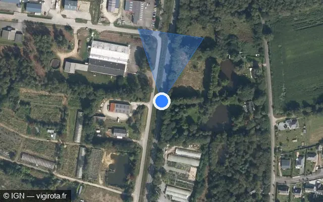 Vue satellite de l'emplacement du radar tourelle à Molac