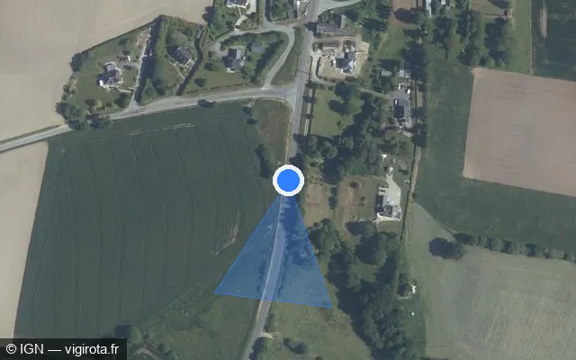 Vue satellite de l'emplacement du radar tourelle à Penguily