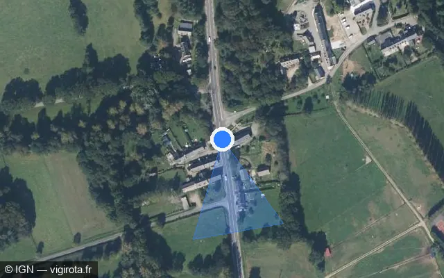 Vue satellite de l'emplacement du radar tourelle à Epiniac
