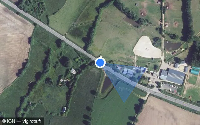Vue satellite de l'emplacement du radar tourelle à Vire Normandie