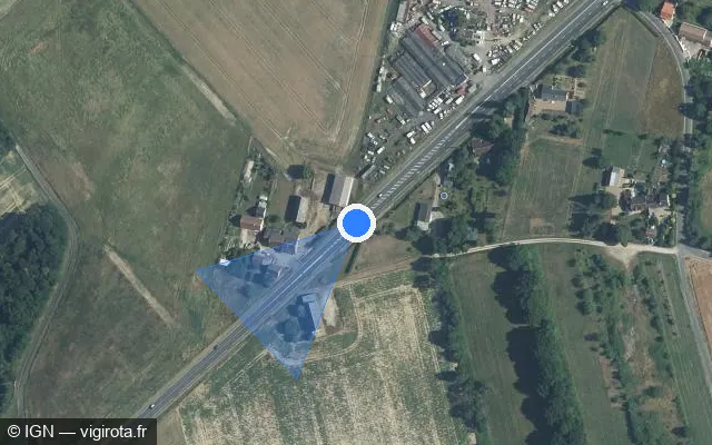 Vue satellite de l'emplacement du radar tourelle à Crotelles