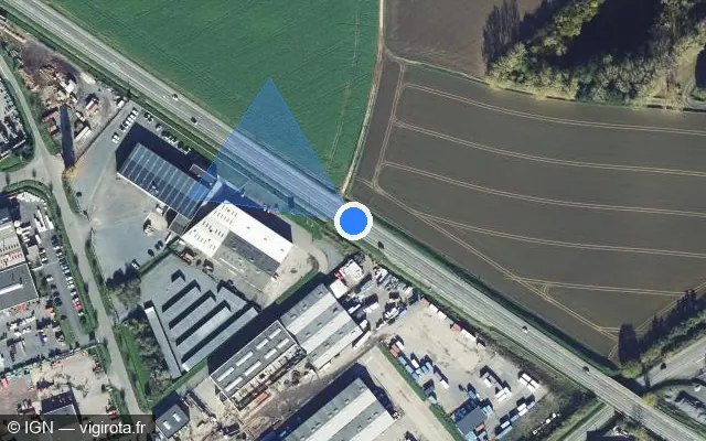 Vue satellite de l'emplacement du radar tourelle à Annezin