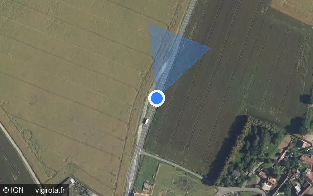 Vue satellite de l'emplacement du radar tourelle à Troissereux