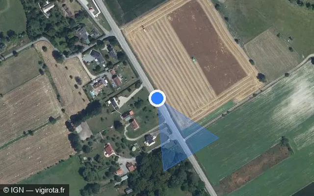 Vue satellite de l'emplacement du radar tourelle à Hénouville