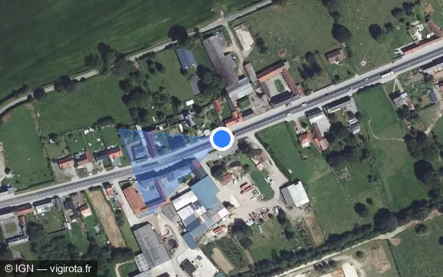 Vue satellite de l'emplacement du radar tourelle à Bavincourt