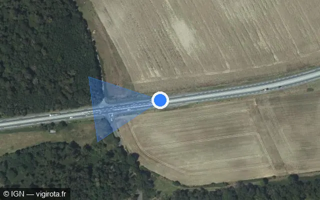Vue satellite de l'emplacement du radar tourelle à Dampierre-sur-Avre
