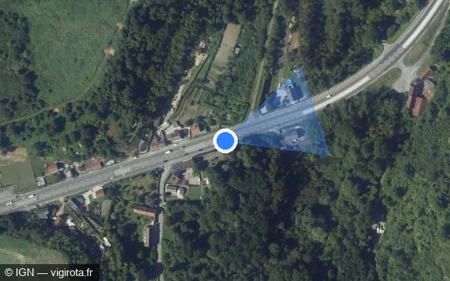 Vue satellite de l'emplacement du radar tourelle à Vauciennes