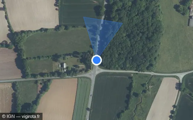 Vue satellite de l'emplacement du radar tourelle à Bréhand