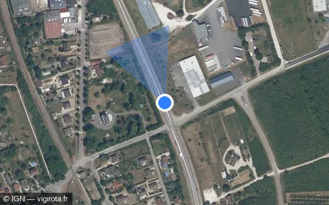 Vue satellite de l'emplacement du radar tourelle à Champs-sur-Yonne