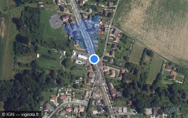 Vue satellite de l'emplacement du radar tourelle à Noailles