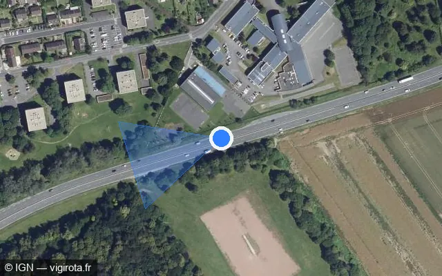 Vue satellite de l'emplacement du radar tourelle à Creil