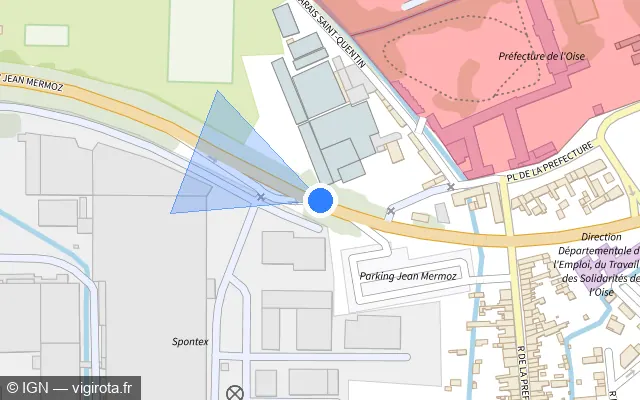 Vue plan de l'emplacement du radar tourelle à Beauvais