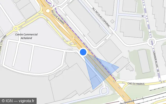 Vue plan de l'emplacement du radar tourelle à Bonneuil-sur-Marne