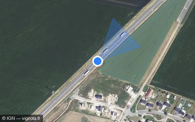 Vue satellite de l'emplacement du radar tourelle à Toury