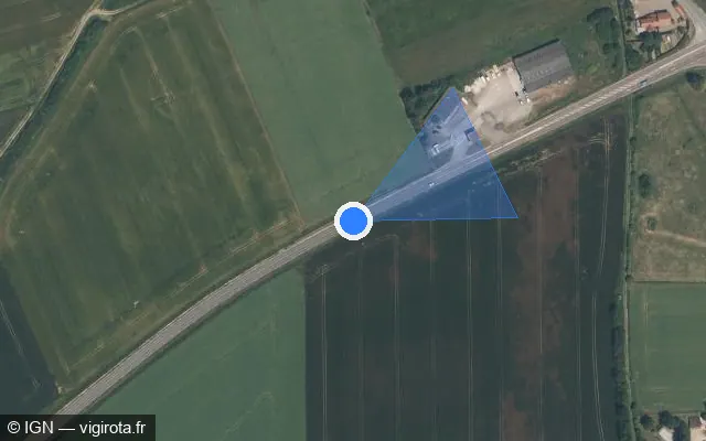 Vue satellite de l'emplacement du radar tourelle à Sépeaux-Saint Romain