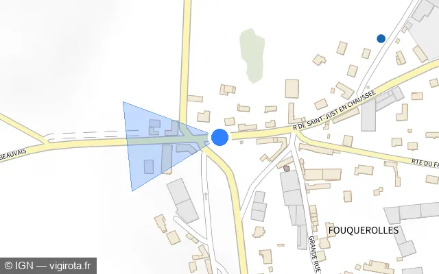 Vue plan de l'emplacement du radar tourelle à Fouquerolles